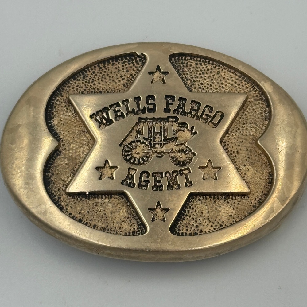 Vintage 1977 Wells Fargo‎ Agent 125th Anniversary Solid Brass Belt Buckle PP 146